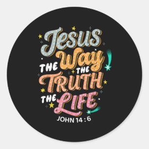 Pegatina Redonda Jesús El Camino Verdad Vida Juan 14 6 Biblia Crist