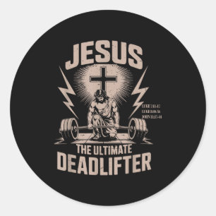 Pegatina Redonda Jesús El Levantador de Peso Muerto Definitivo Dive
