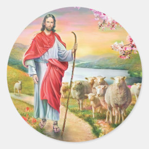 Pegatina Redonda Jesús el pastor