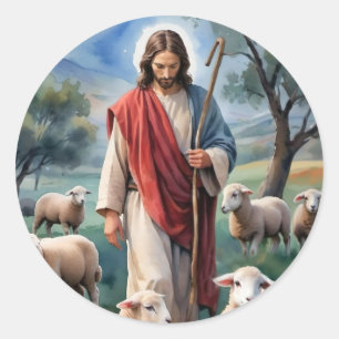 Pegatina Redonda Jesús el pastor