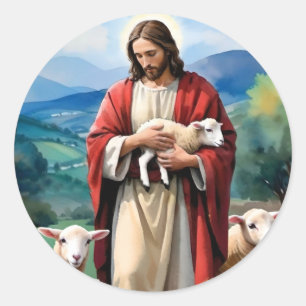 Pegatina Redonda Jesús el pastor