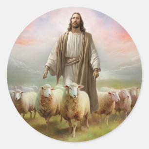 Pegatina Redonda Jesús el pastor