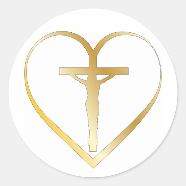 Pegatina Redonda Jesús en el corazón (Anverso)