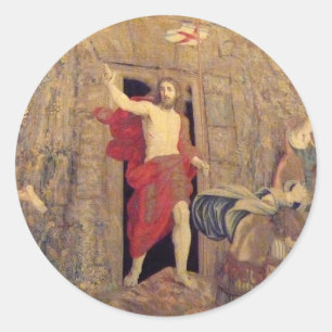 Pegatina Redonda Jesús en el tapiz de la Resurrección en el Vatican