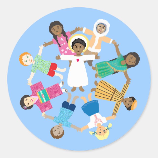 Pegatina Redonda Jesús es amor (Anverso)