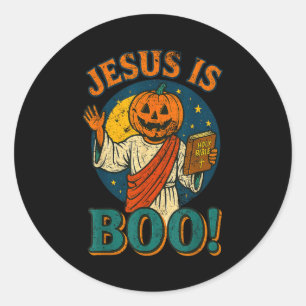 Pegatina Redonda ¡Jesús es Boo! Cristiana Linda Vintage Halloween 9