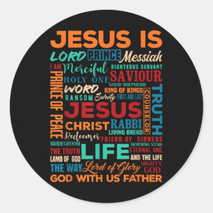 Pegatina Redonda Jesús es Cristo Religioso Jesús Cristiano