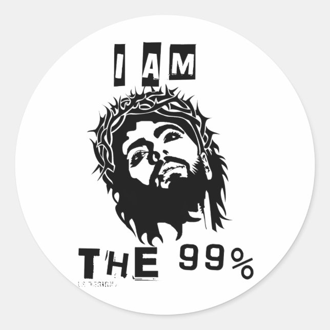 Pegatina Redonda Jesús Es El 99% (Anverso)