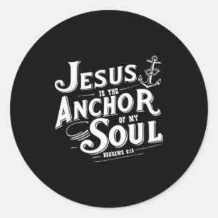 Pegatina Redonda Jesús Es El Ancla De Mi Alma Hebreos 6_19 Biblia 