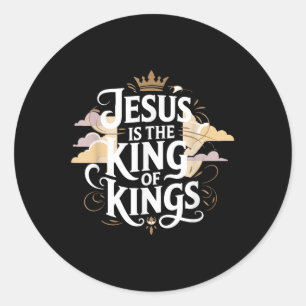 Pegatina Redonda Jesús Es El Rey De Los Reyes