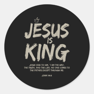 Pegatina Redonda Jesús es el Rey Juan 14_6 Disfraz Jesús Cristiano