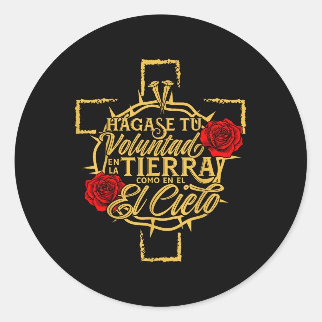 Pegatina Redonda Jesús es el Rey Yeshua Religioso Cristiano Ver (Anverso)