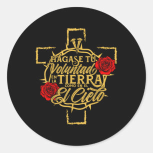Pegatina Redonda Jesús es el Rey Yeshua Religioso Cristiano Ver