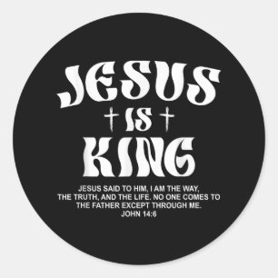 Pegatina Redonda Jesús es la Biblia Rey Verse a Juan 14_6 Dios cris