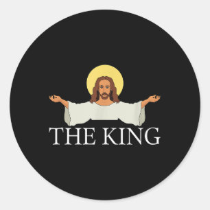 Pegatina Redonda Jesús es la fe religiosa cristiana del rey