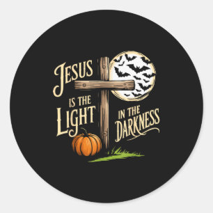 Pegatina Redonda Jesús Es La Luz En La Oscuridad Christian Hallo