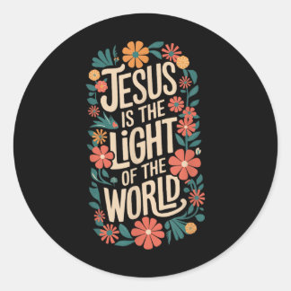 Pegatina Redonda Jesús Es La Luz Religiosa Cristiana