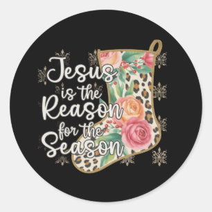 Pegatina Redonda Jesús Es La Razón De La Temporada Calcetín Preppy