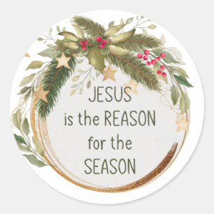 Pegatina Redonda Jesús es la razón de la temporada de Navidad