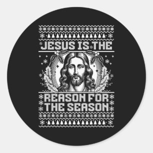 Pegatina Redonda Jesús Es La Razón De La Temporada - Feo Christma