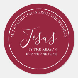Pegatina Redonda Jesús es la razón | Navidades rojos personalizados