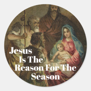 Pegatina Redonda Jesús Es La Razón Para Los Navidades
