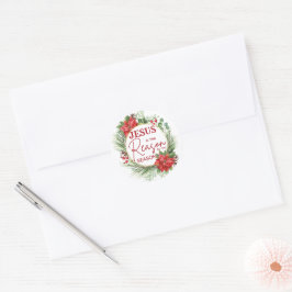Pegatina Redonda Jesús es la razón para los Navidades de temporada