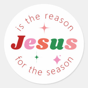 Pegatina Redonda Jesús es la razón por la que feriado de Navidades