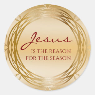 Pegatina Redonda Jesús es la razón por la que los Navidades rojos d