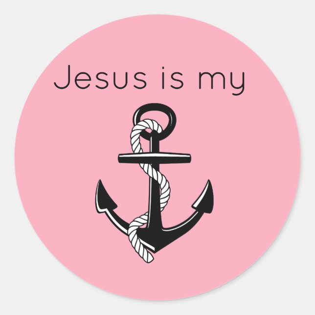Pegatina Redonda Jesús es mi Ancla (Anverso)