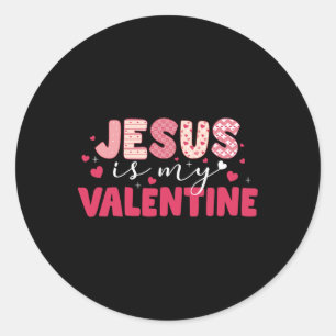 Pegatina Redonda Jesús es mi corazón de San Valentín niños cristian