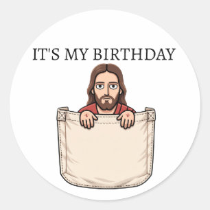 Pegatina Redonda jesús es mi cumpleaños tote