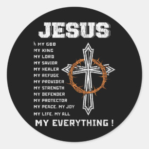 Pegatina Redonda Jesús Es Mi Dios Mi Rey Mi Salvador Regalo Cristia