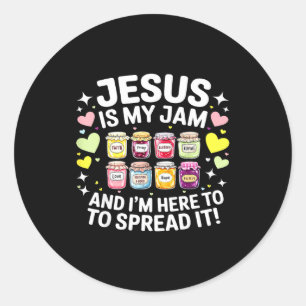 Pegatina Redonda Jesús es mi jam y estoy aquí para difundir Bi cris