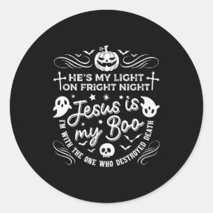 Pegatina Redonda Jesús es mi novio Halloween cristiano fantasma cal