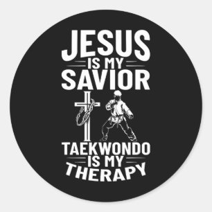 Pegatina Redonda Jesús Es Mi Salvador Cristiano Karate Taekwondo