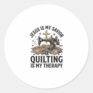 Pegatina Redonda Jesús Es Mi Salvador El Quilting Es Mi Terapia