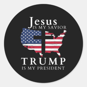 Pegatina Redonda Jesús Es Mi Salvador Trump Es Mi Presidente
