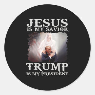 Pegatina Redonda Jesús Es Mi Salvador Trump Es Mi Presidente