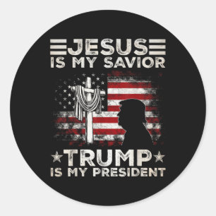 Pegatina Redonda Jesús Es Mi Salvador Trump Es Mi Presidente 2024 E