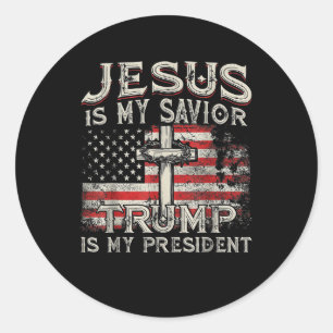 Pegatina Redonda Jesús Es Mi Salvador Trump Es Mi Presidente Estado