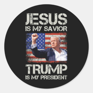 Pegatina Redonda Jesús Es Mi Salvador Trump Es Mi Presidente Estado