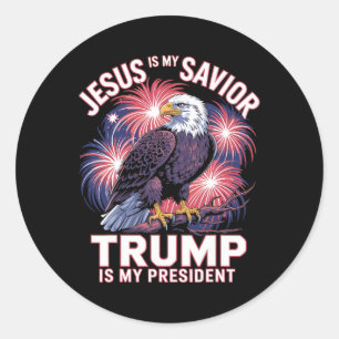 Pegatina Redonda Jesús Es Mi Salvador Trump Es Mi Presidente Religi