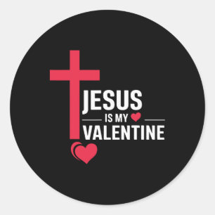 Pegatina Redonda Jesús es mi San Valentín