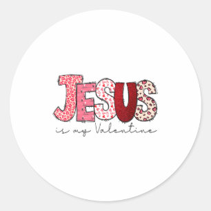 Pegatina Redonda Jesús Es Mi San Valentín Fe Cristiana Religiosa Va