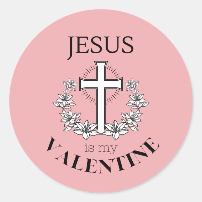 Pegatina Redonda Jesús Es Mi Valentín (Anverso)