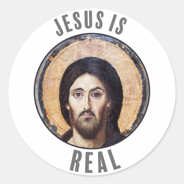 Pegatina Redonda Jesús es real (Anverso)