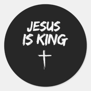 Pegatina Redonda Jesús Es Rey Biblia Verso Juan 14_6 Cristiano Dios