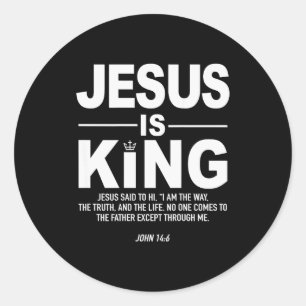 Pegatina Redonda Jesús Es Rey Fe Religiosa Dios Hombres Cristianos