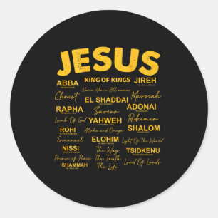 Pegatina Redonda Jesús Es Rey Nombres De Dios Hebreo Jesús Cristian